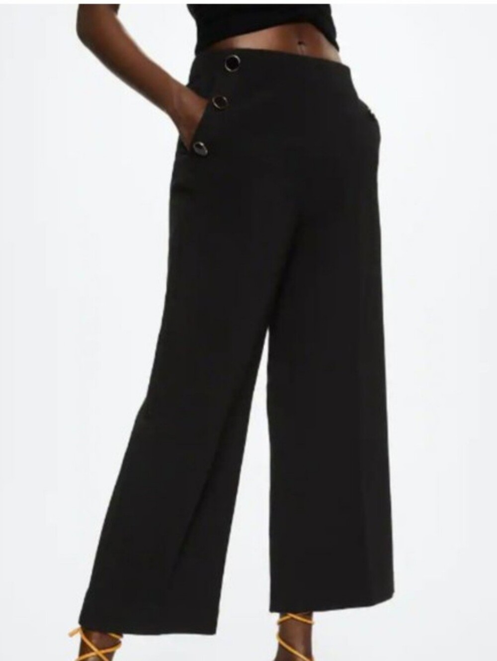 Belle Poque  Black Wide-Leg Sailor Pants Pants  Size XL NWT